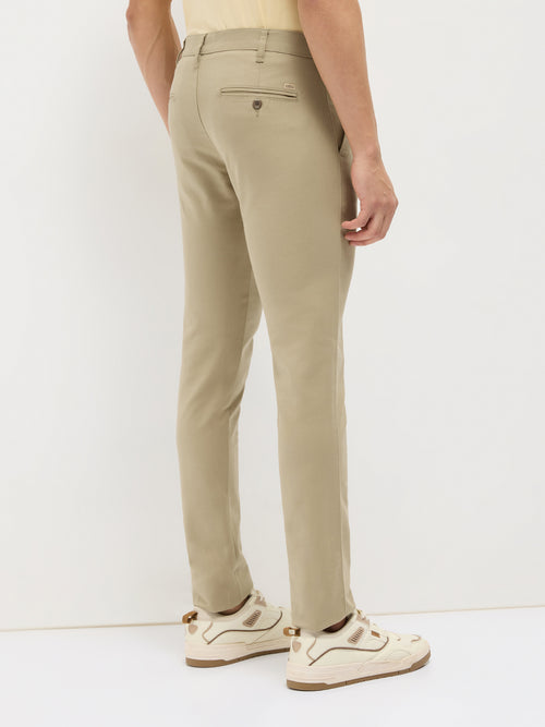 Khaki Solid Casual Trousers