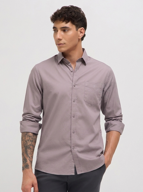 Light Khaki Solid Casual Shirt