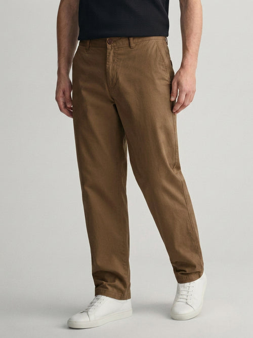 Brick Burnt Solid Casual Trousers
