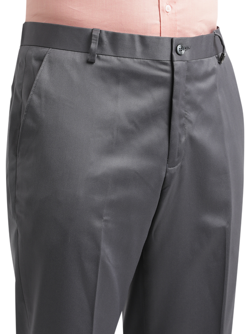 Stone Grey Satin Cotton Formal Trousers