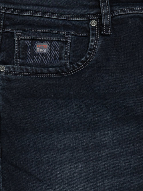 Dark Blue Faded Denim Trousers