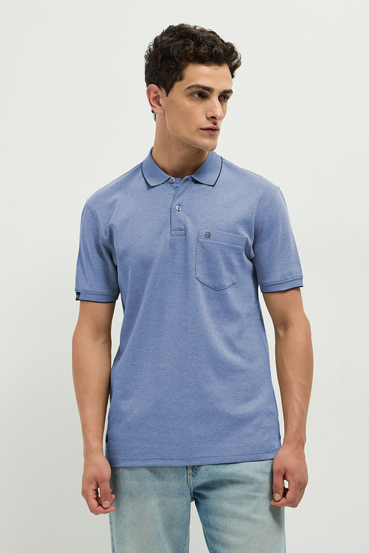 light blue polo tee