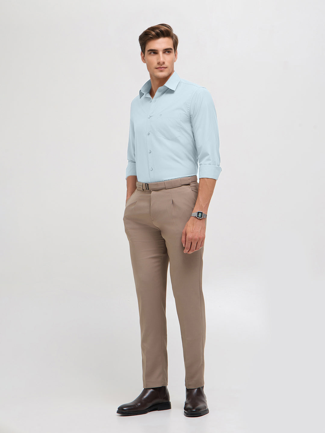 light blue shirt