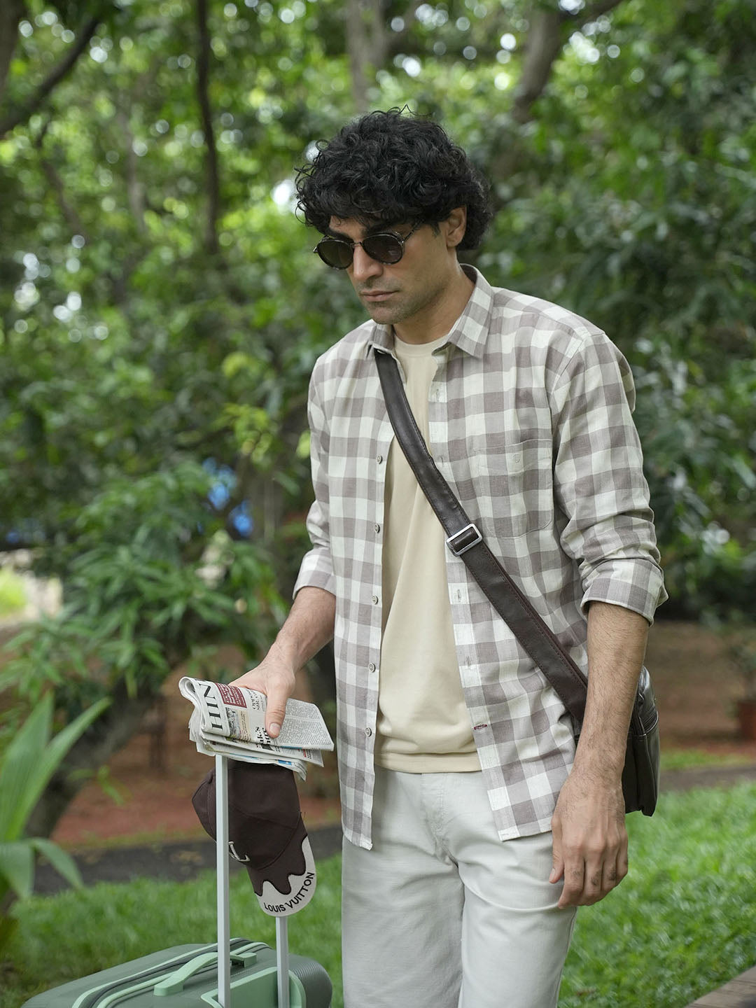 light brown check shirt