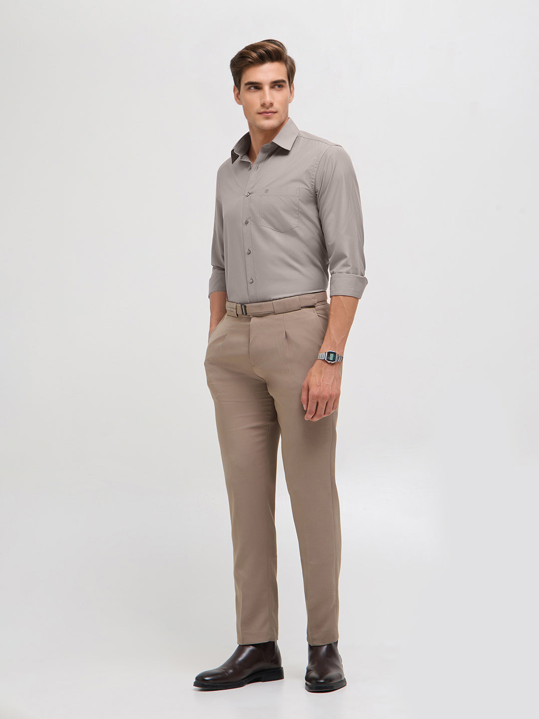 light grey shirt