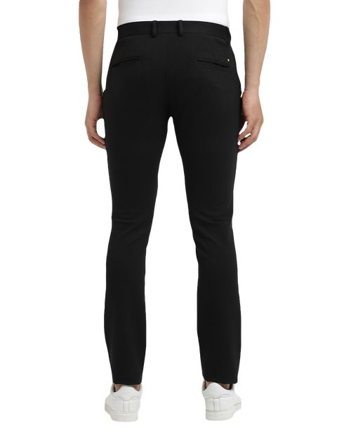 Jet Black Lycra Cotton Stretchable Solid Trousers