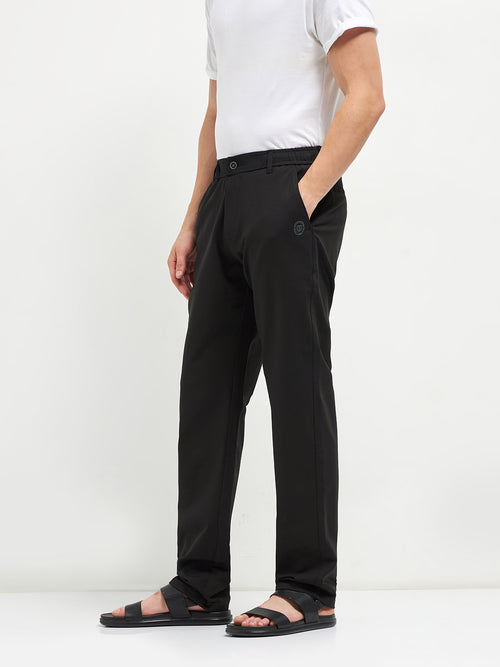 Black Stretchable Lycra Cotton Traveler Trouser