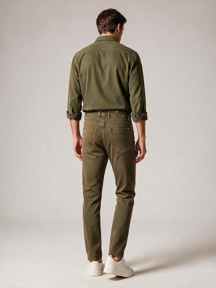 Sand Mouse Solid Casual Denim Trousers