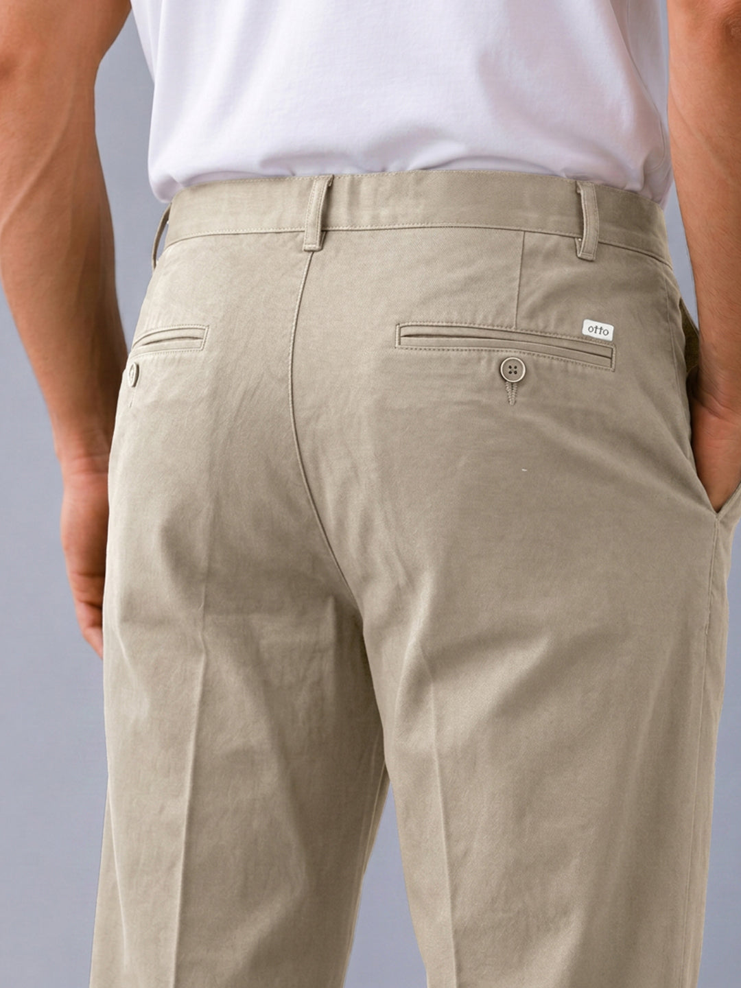 Light Mouse Solid Casual Trousers