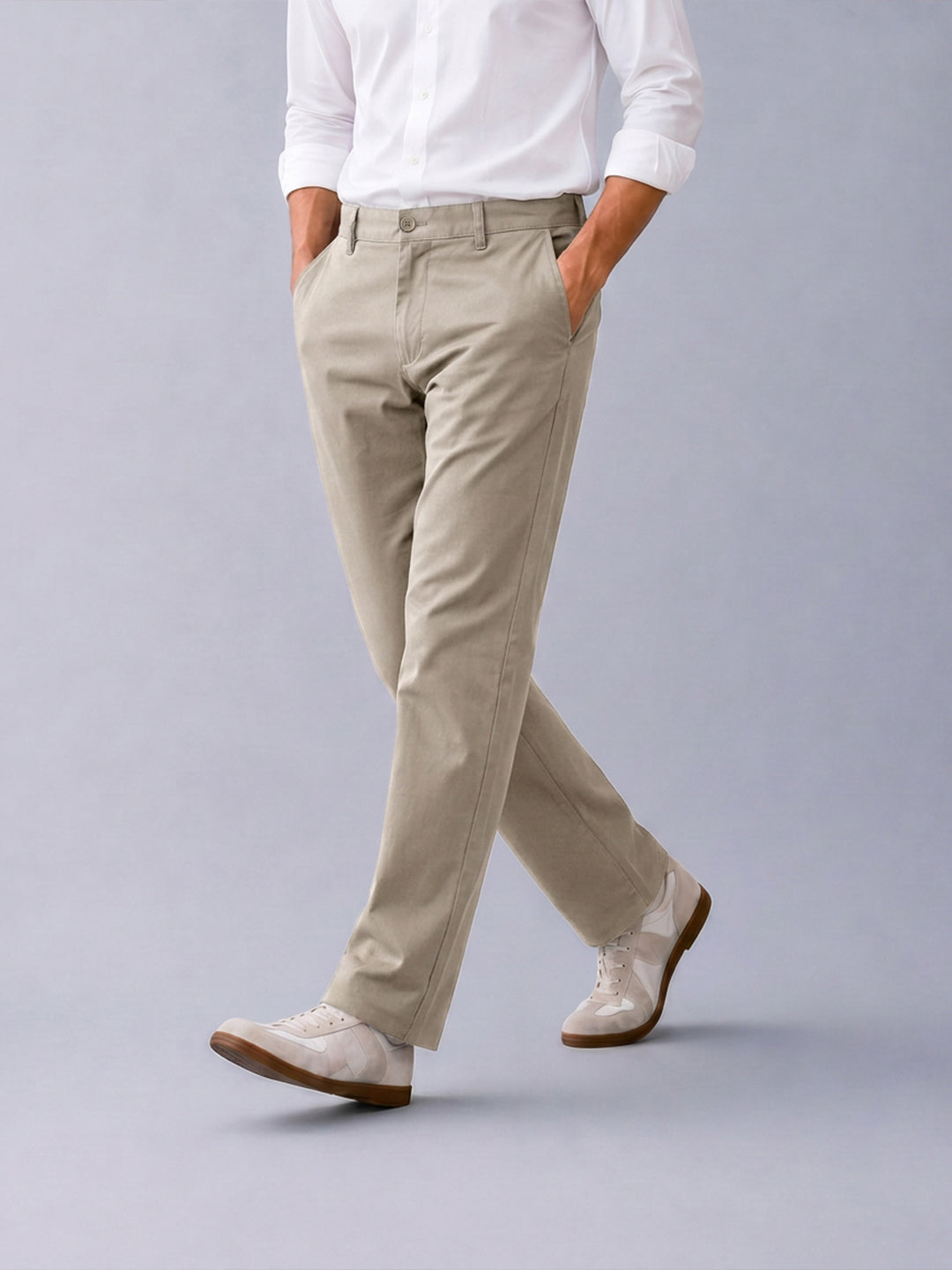 Light Mouse Solid Casual Trousers