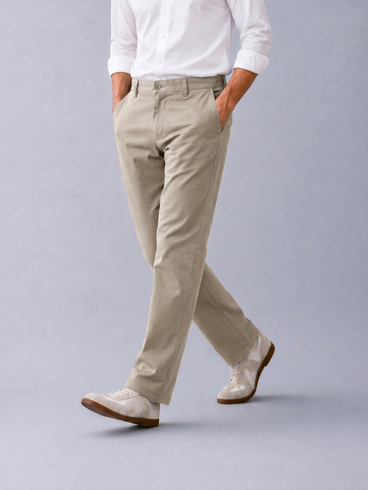 Light Mouse Solid Casual Trousers