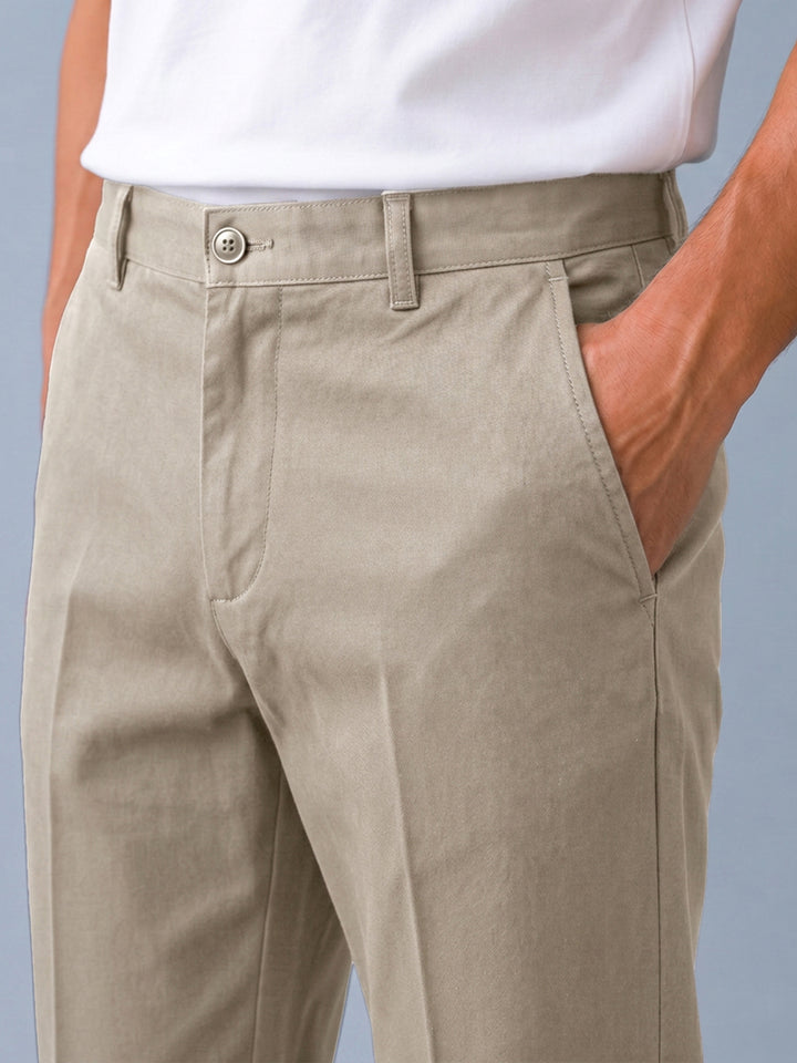 Light Mouse Solid Casual Trousers