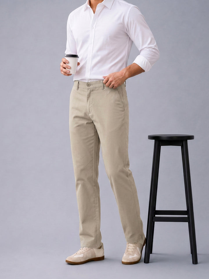 Light Mouse Solid Casual Trousers