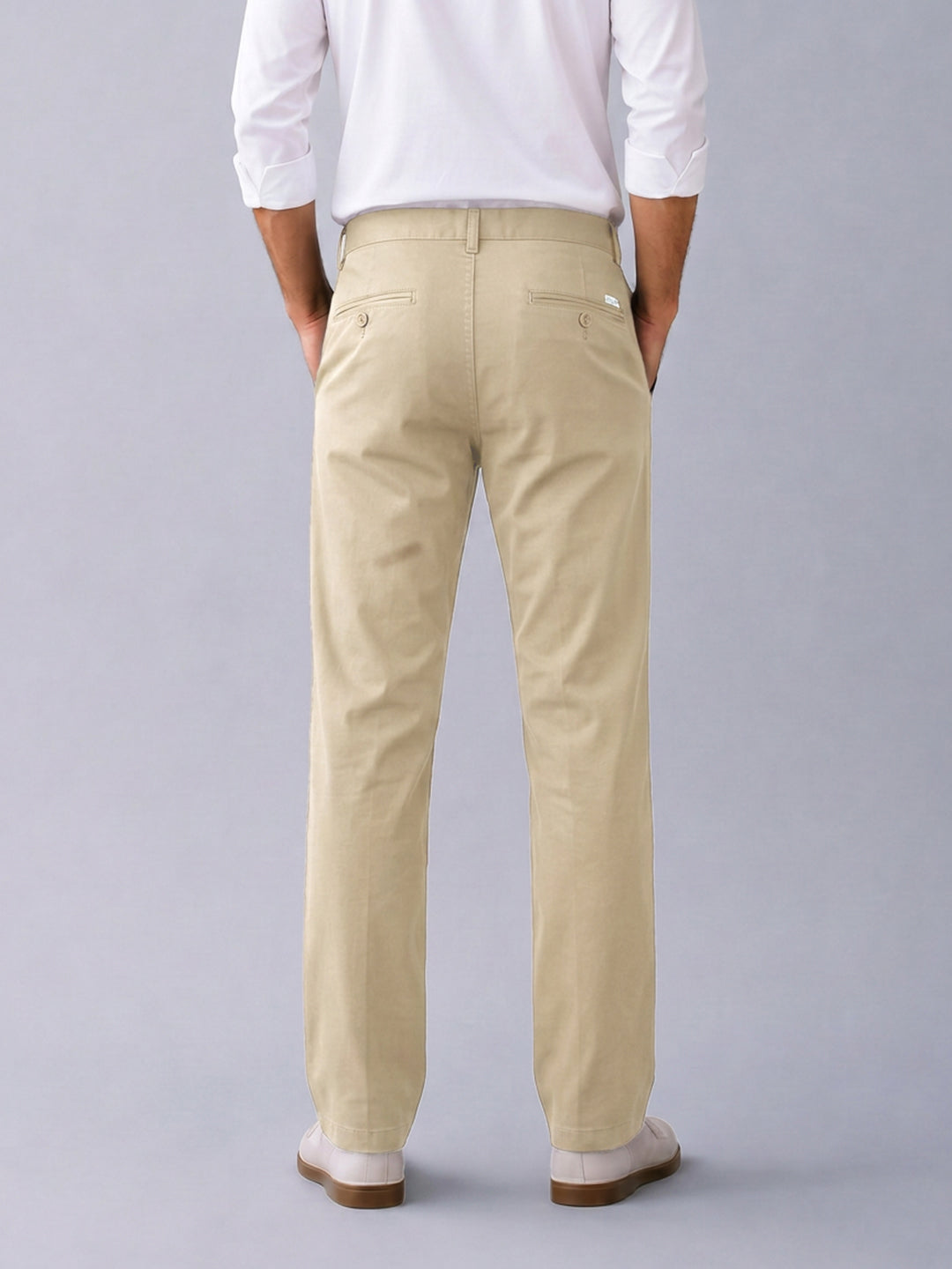 Dusty Beige Solid Casual Trousers