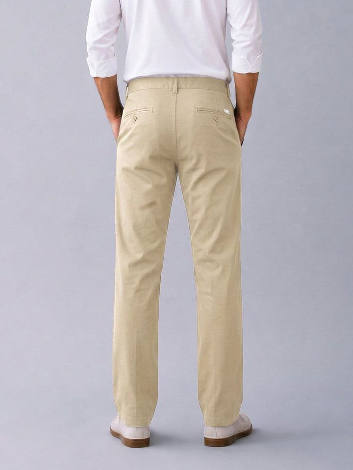 Dusty Beige Solid Casual Trousers