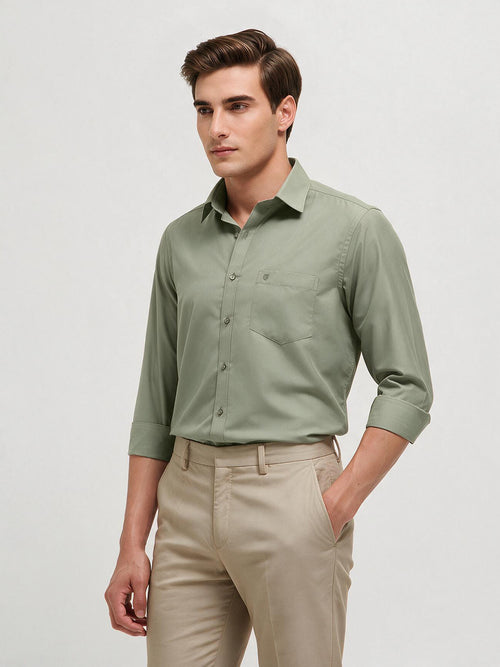 Pastel Olive Solid Formal Shirt