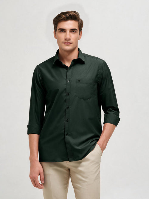 Dark Olive Solid Formal Shirt