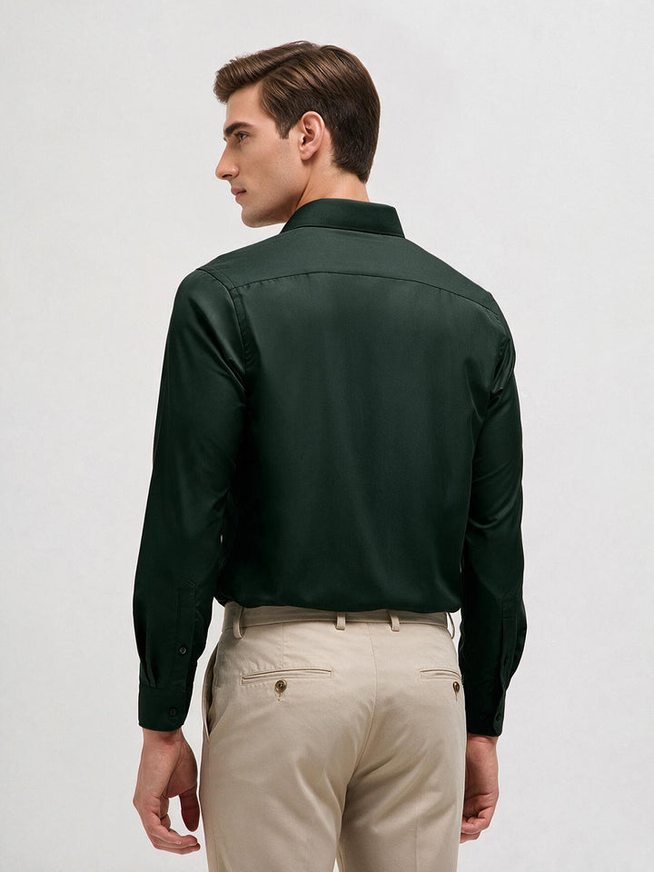 Dark Olive Solid Formal Shirt
