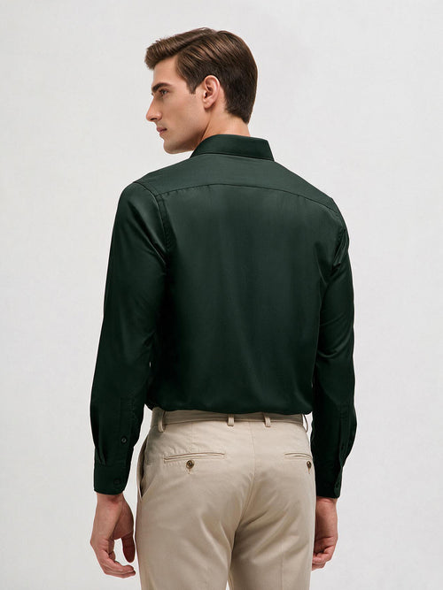 Dark Olive Solid Formal Shirt