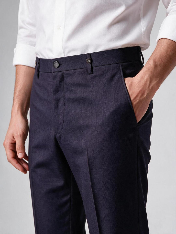 Sapphire Navy Solid Formal Trousers