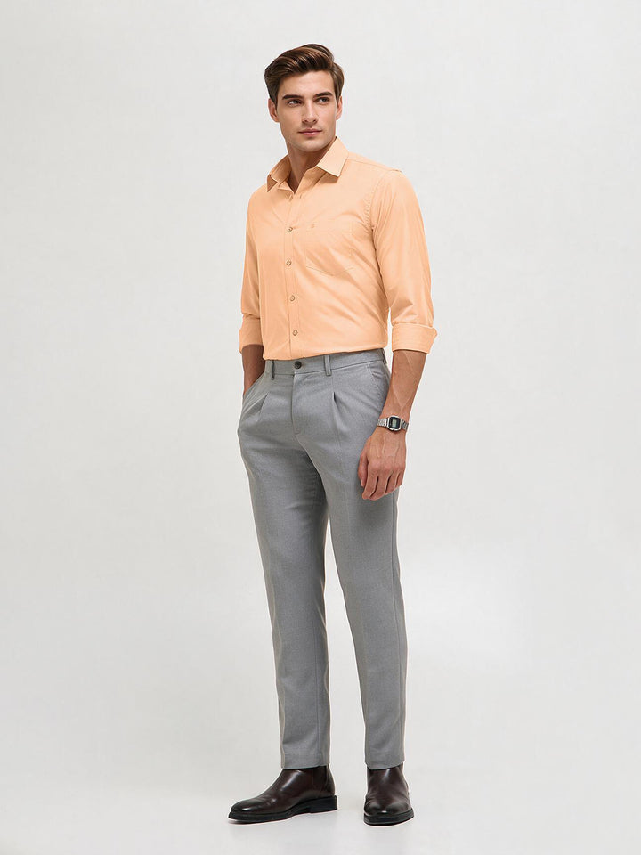 Sand Peach Solid Formal Shirt