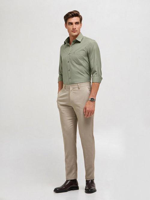 Pastel Olive Solid Formal Shirt