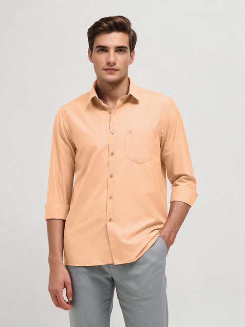 Sand Peach Solid Formal Shirt