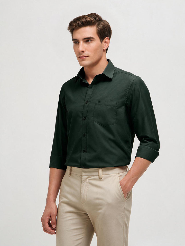 Dark Olive Solid Formal Shirt
