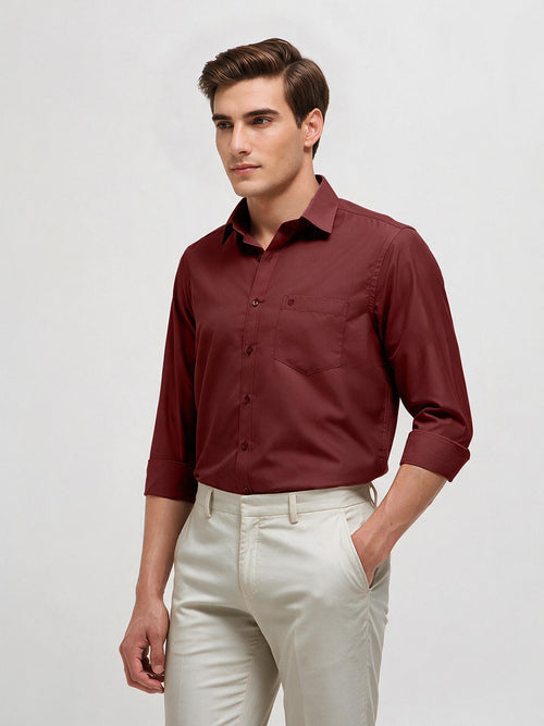 Brick Red Solid Formal Shirt