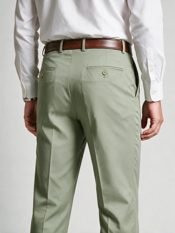 Light Pistachio Solid Formal Trousers
