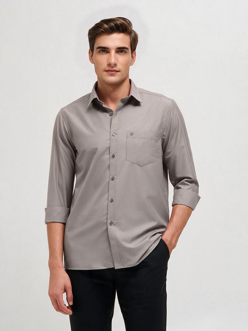Light Grey Solid Formal Shirt