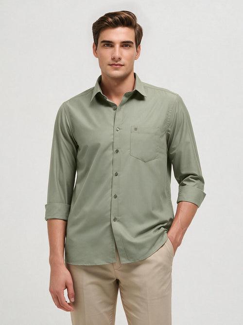 Pastel Olive Solid Formal Shirt