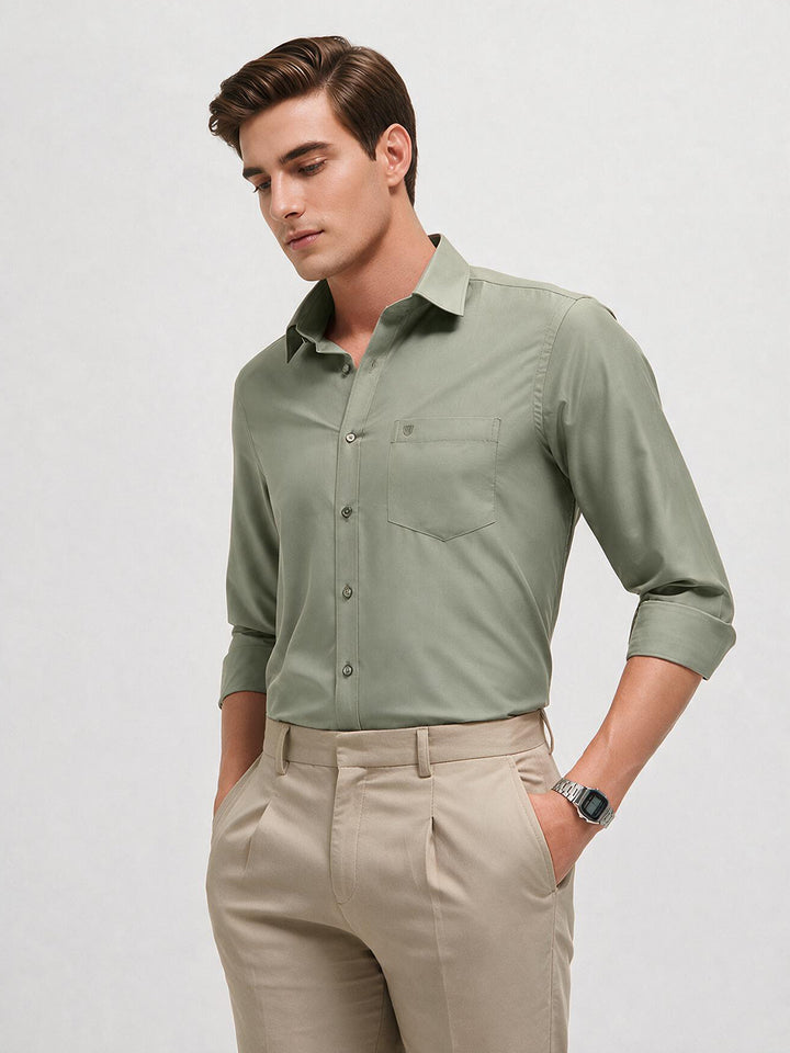 Pastel Olive Solid Formal Shirt