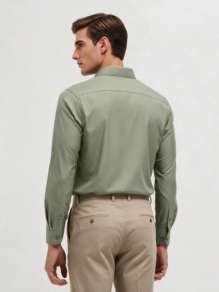 Pastel Olive Solid Formal Shirt