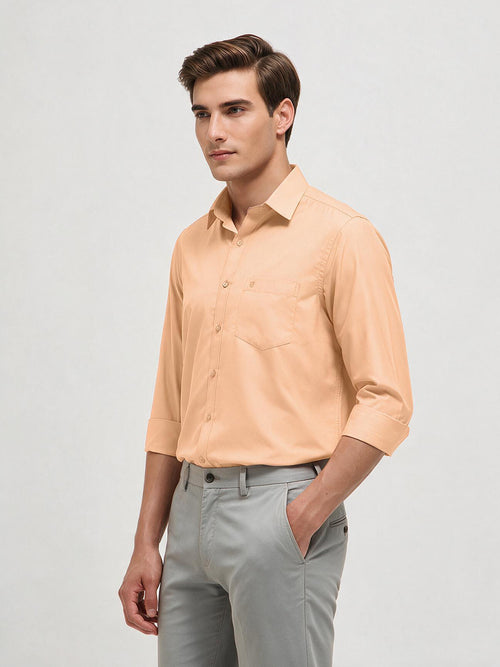 Sand Peach Solid Formal Shirt