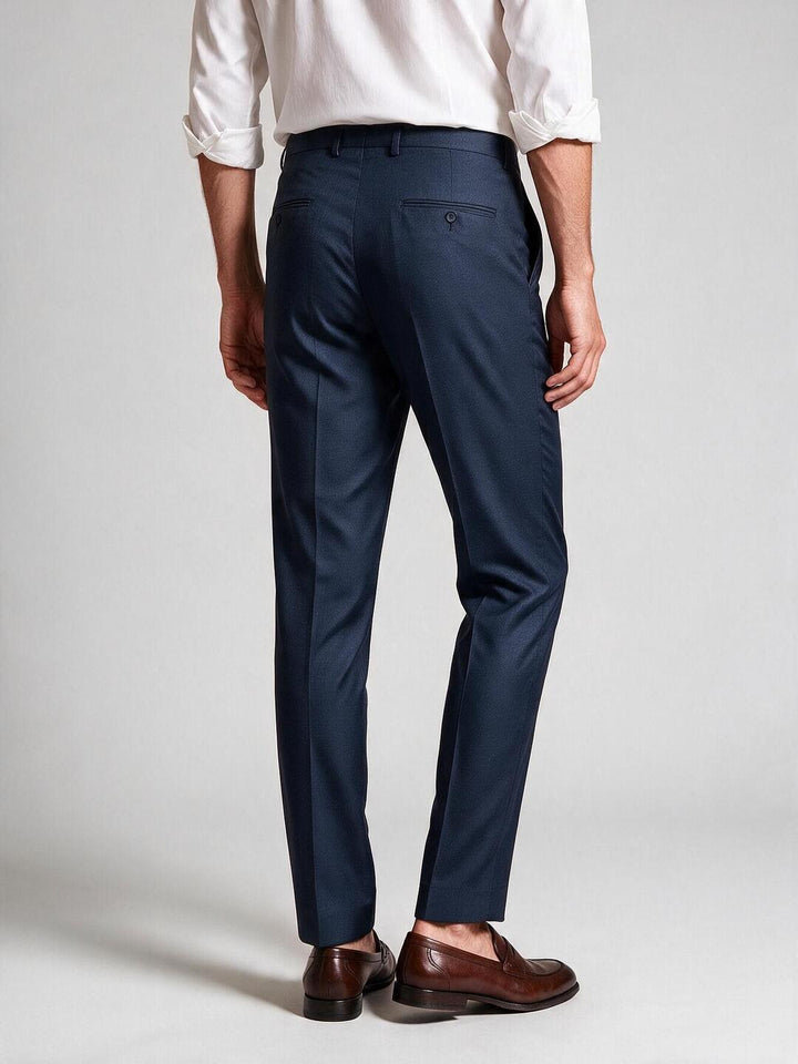 Ocean Blue Solid Formal Trousers