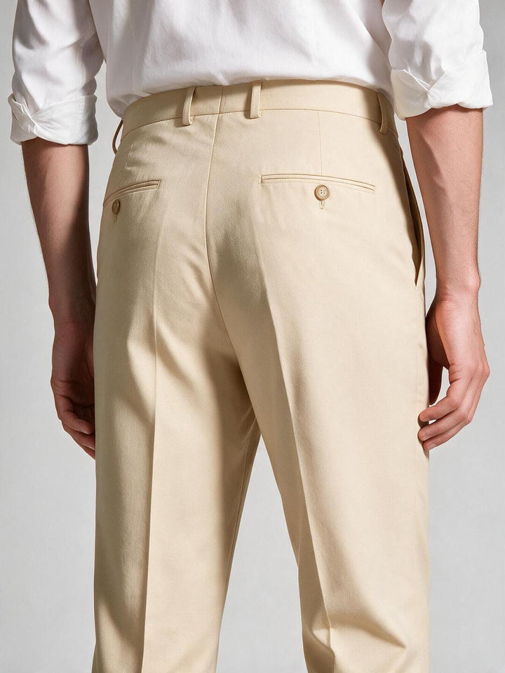 Champagne Beige Solid Formal Trousers