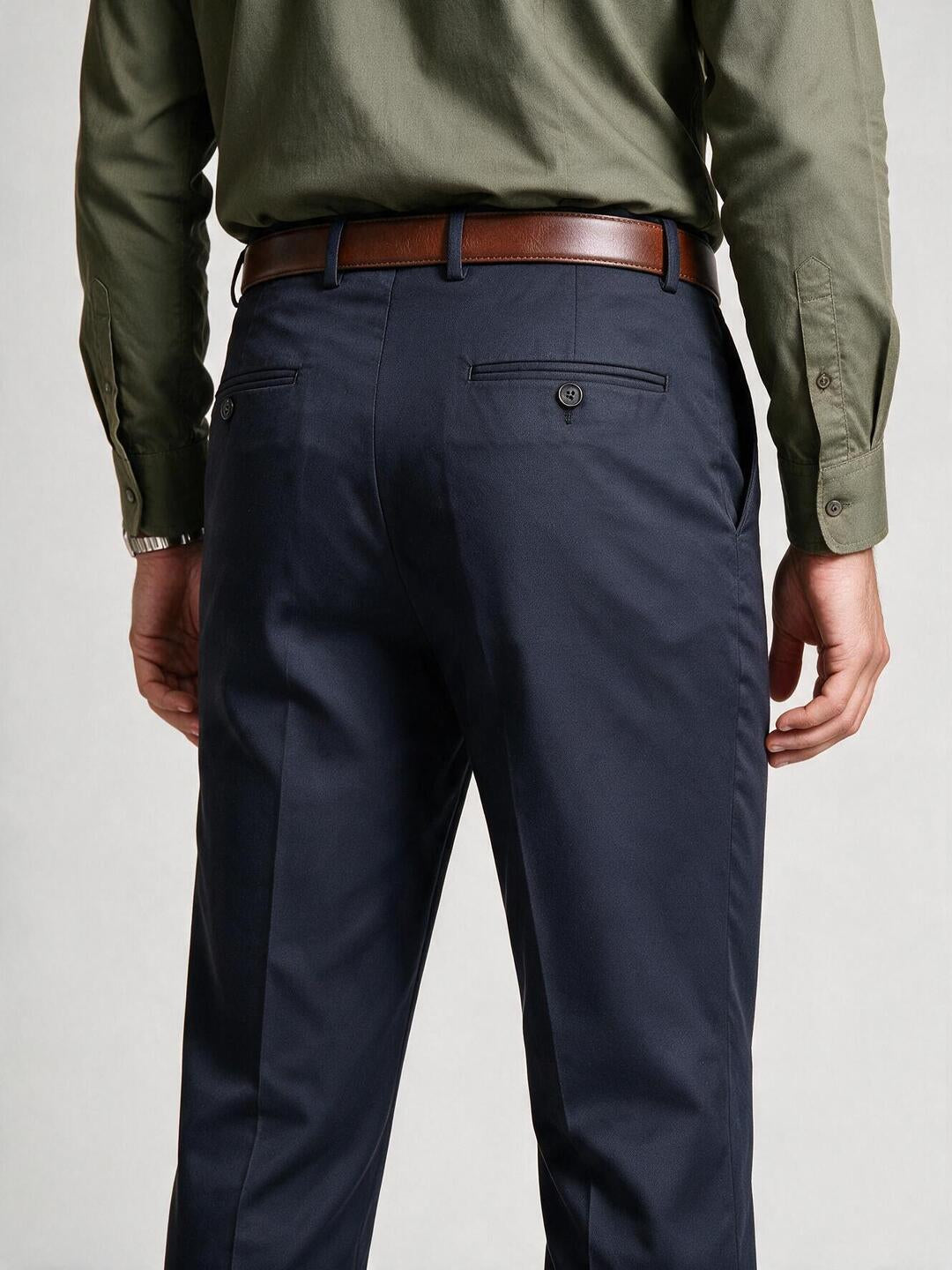 Navy Noir Solid Formal Trousers