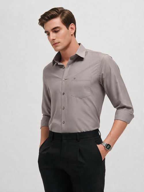 Light Grey Solid Formal Shirt