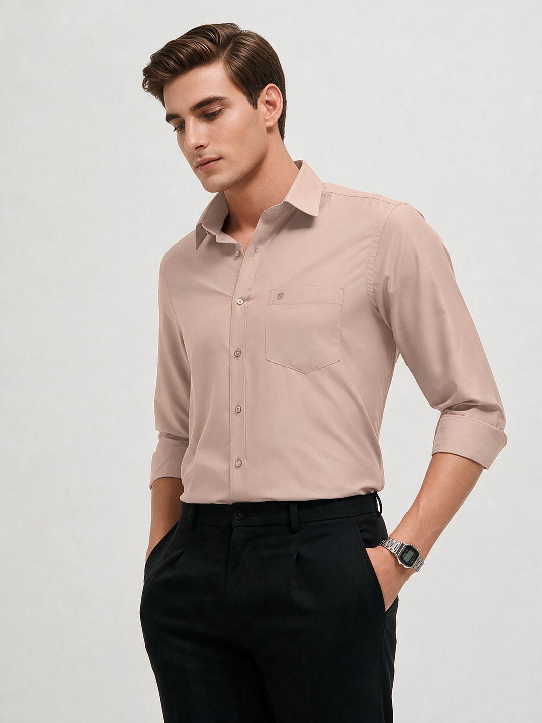 Pale Cream Solid Formal Shirt