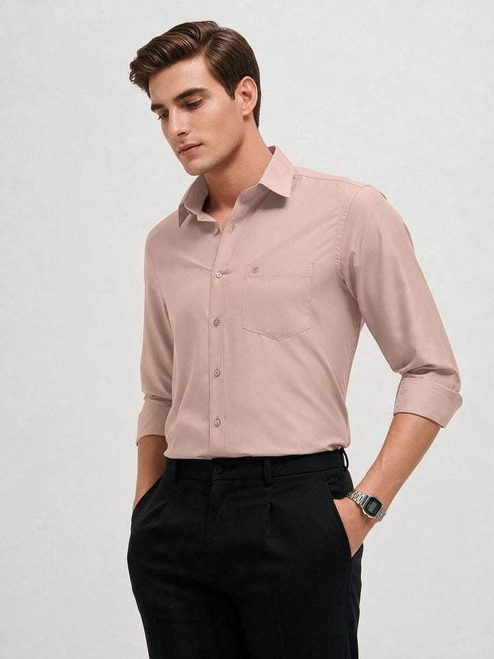 Pale Cream Solid Formal Shirt
