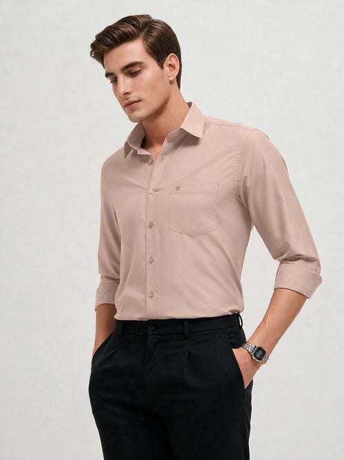 Pale Cream Solid Formal Shirt