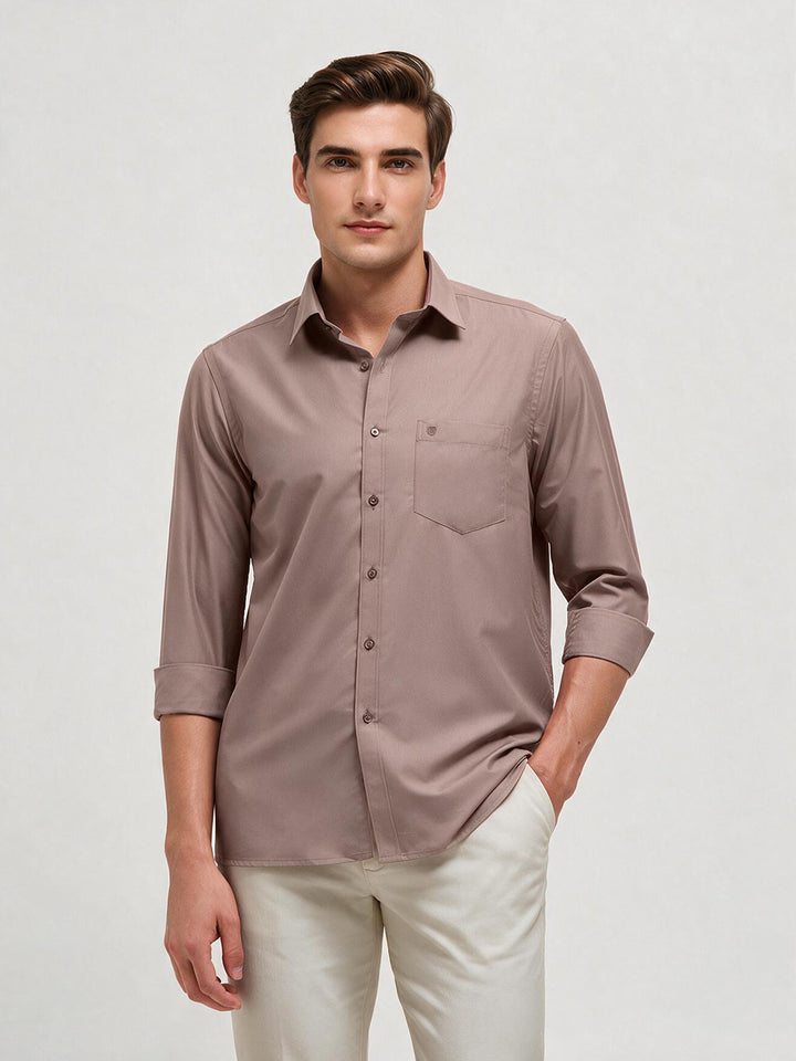 Ash Taupe Solid Formal Shirt