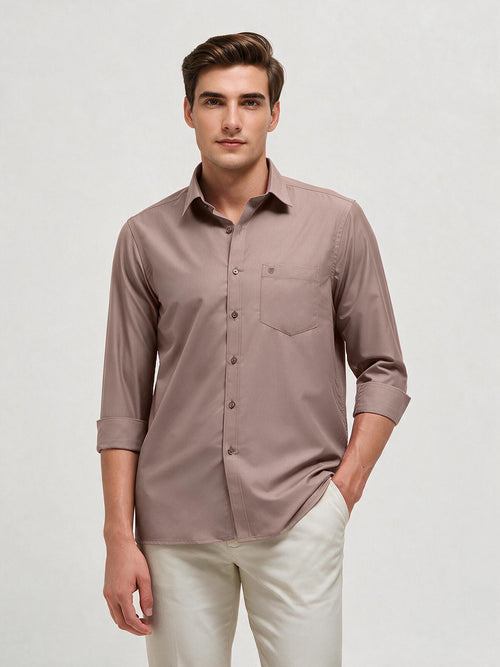 Ash Taupe Solid Formal Shirt