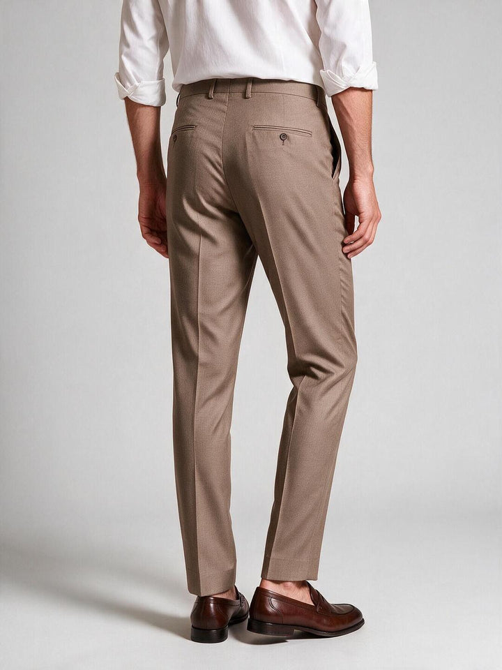 Mink Brown Solid Formal Trousers