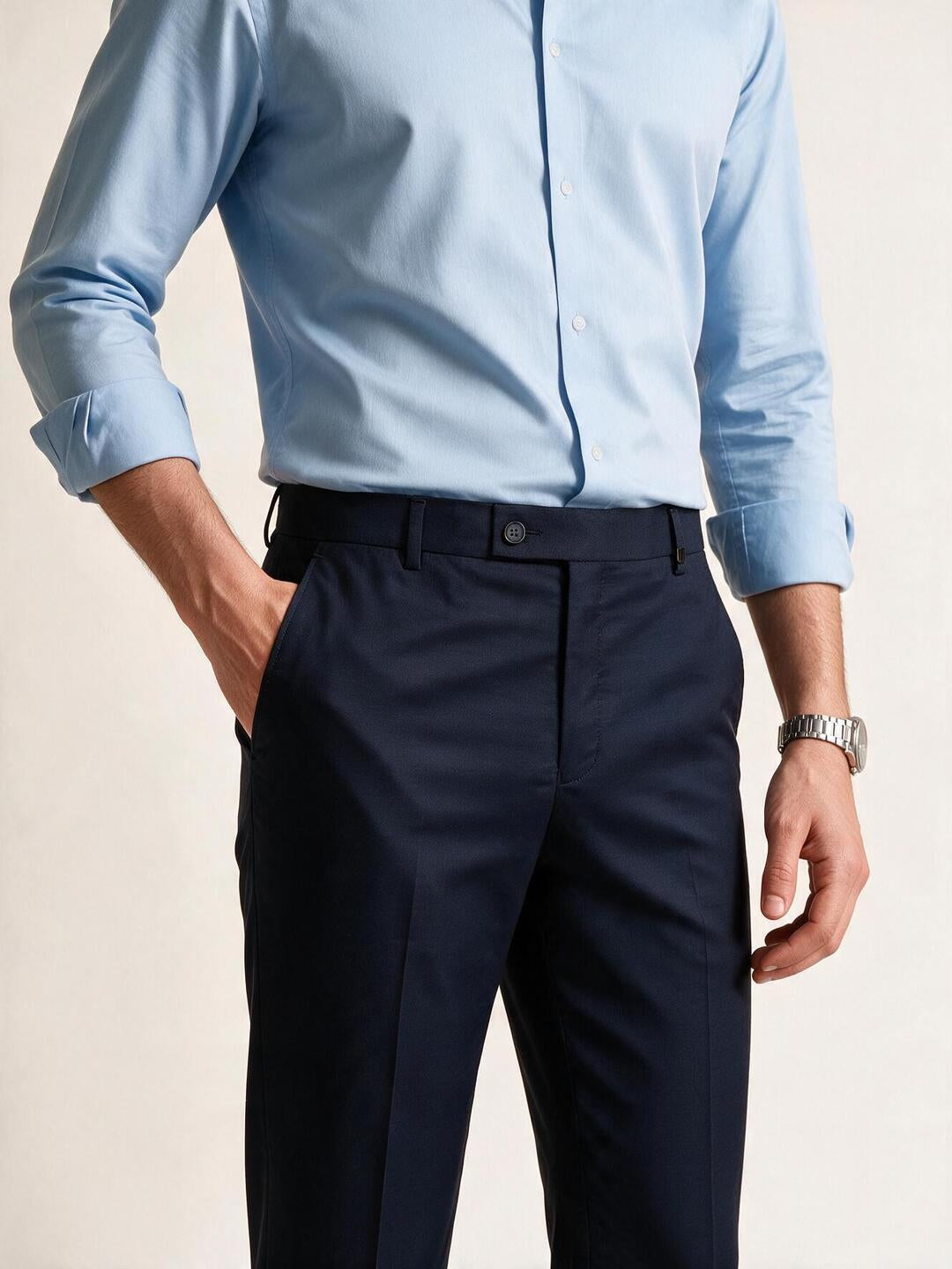 Ink Navy Solid Formal Trousers