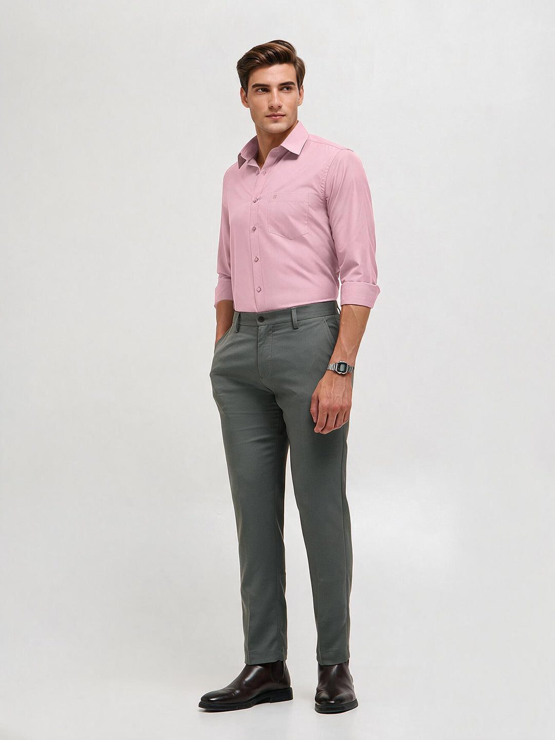 Pastel Pink Solid Formal Shirt