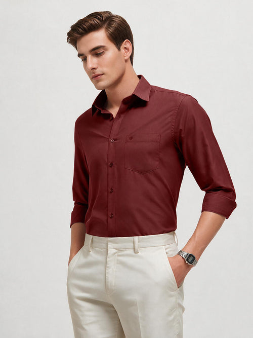 Brick Red Solid Formal Shirt