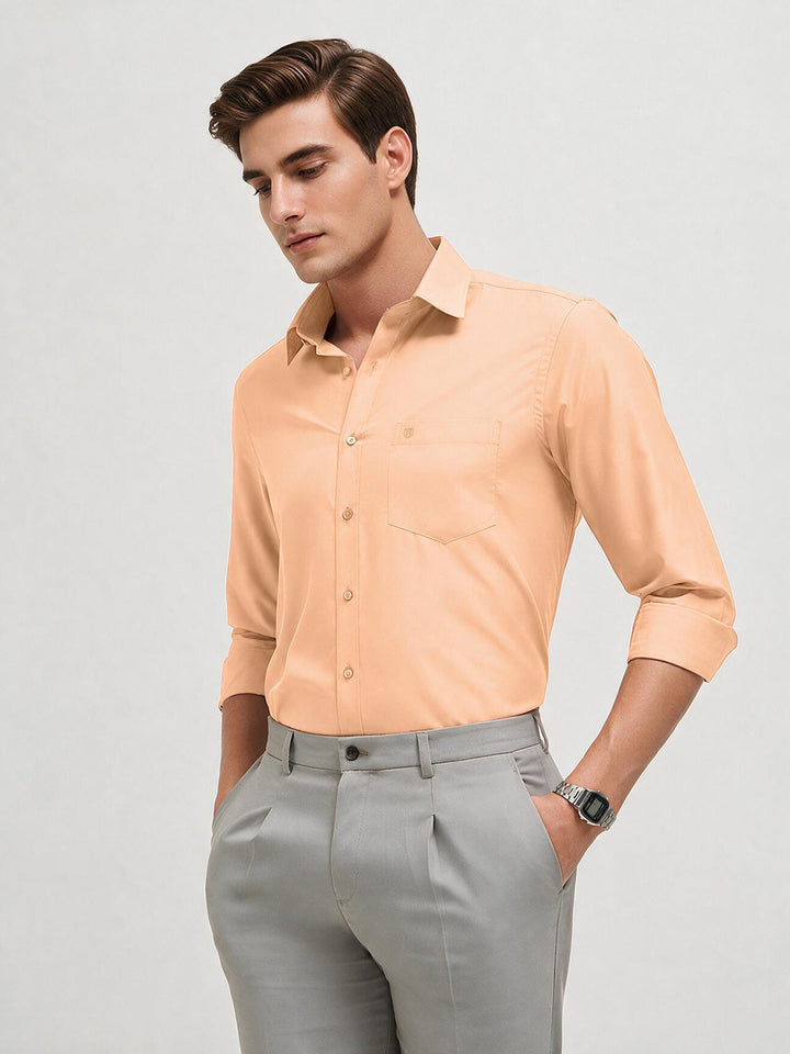 Sand Peach Solid Formal Shirt