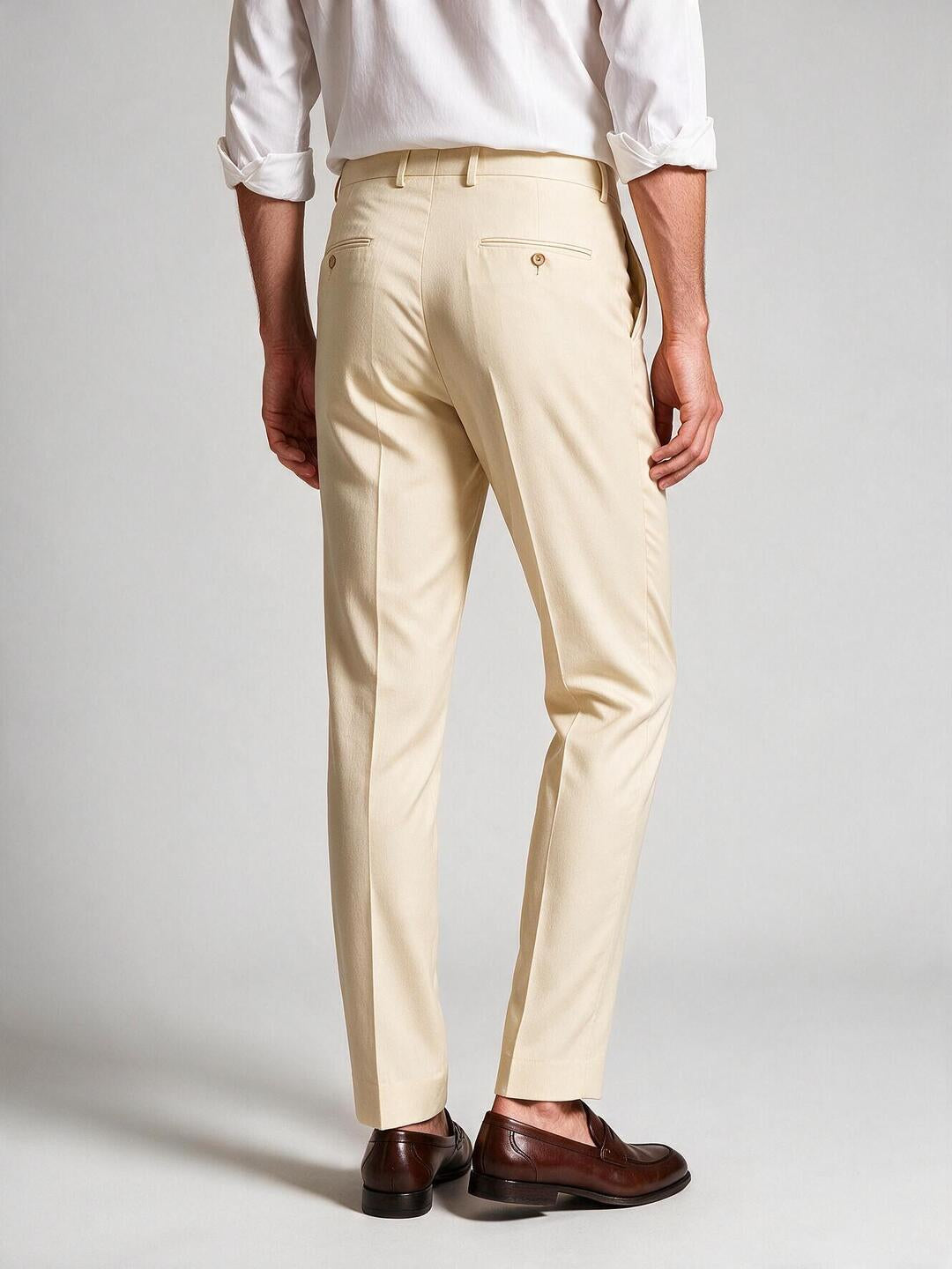 Champagne Beige Solid Formal Trousers